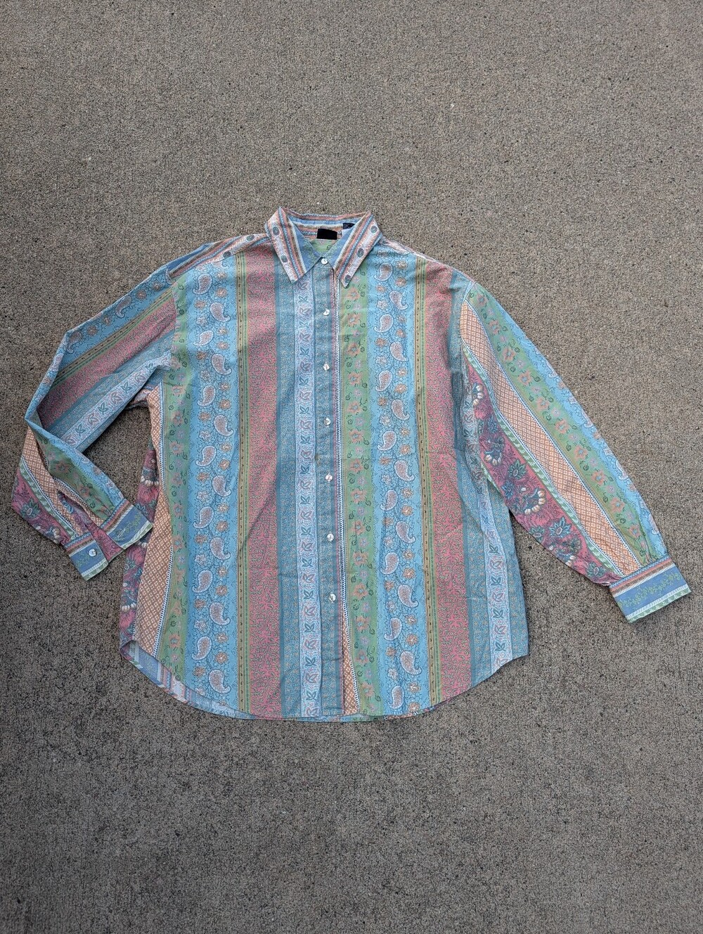 vintage GAP pastel stripe paisley button down shirt L